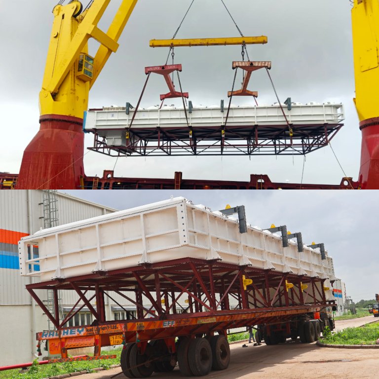 Breakbulk Cargo being lifted by a crane onto a trailer